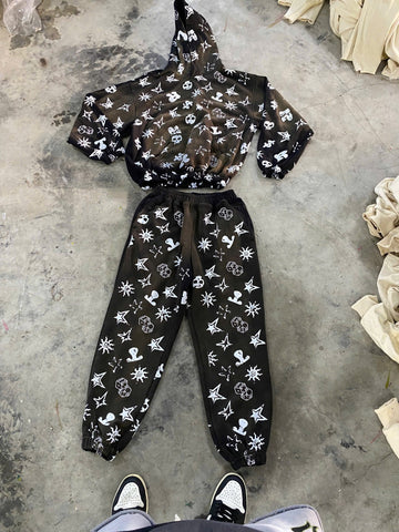 Black and White Star Hoodie Set