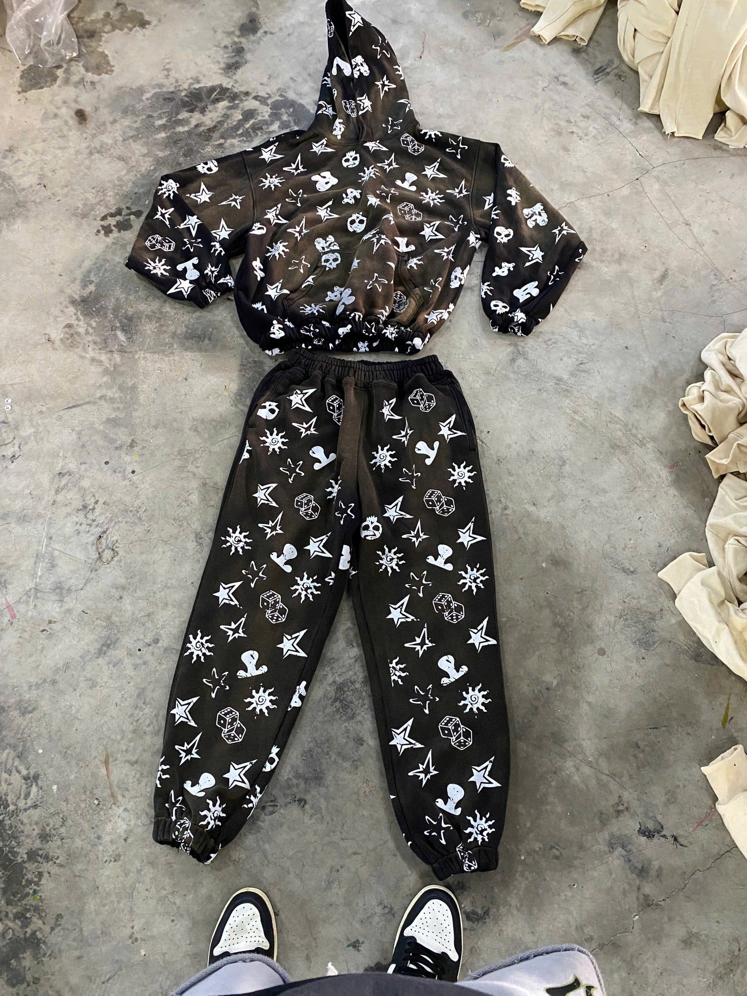 Black and White Star Hoodie Set