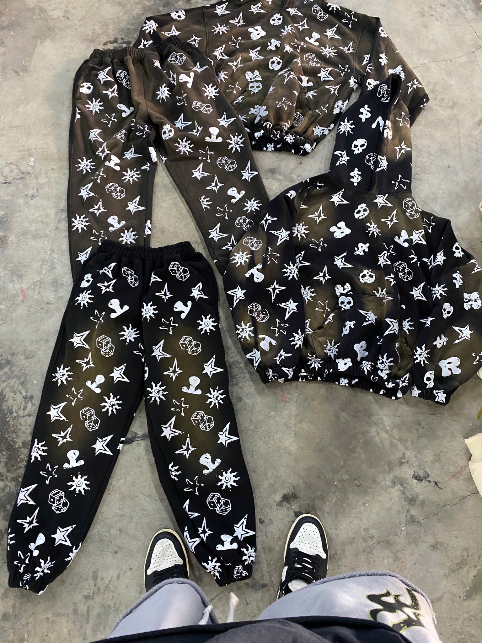 Black and White Star Hoodie Set