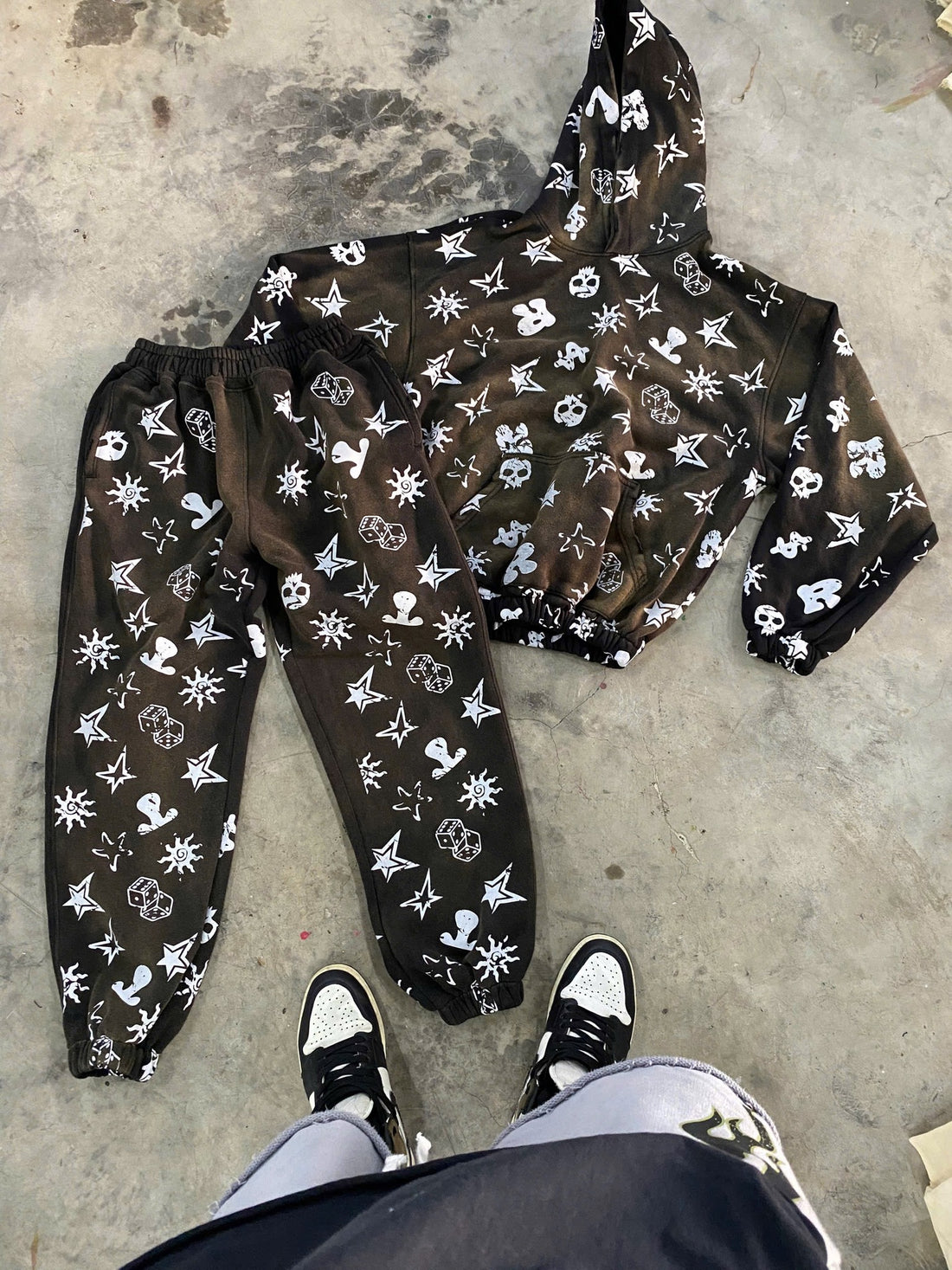 Black and White Star Hoodie Set