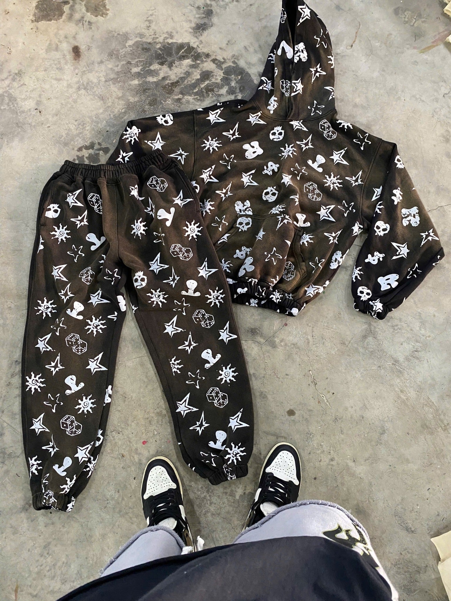 Black and White Star Hoodie Set