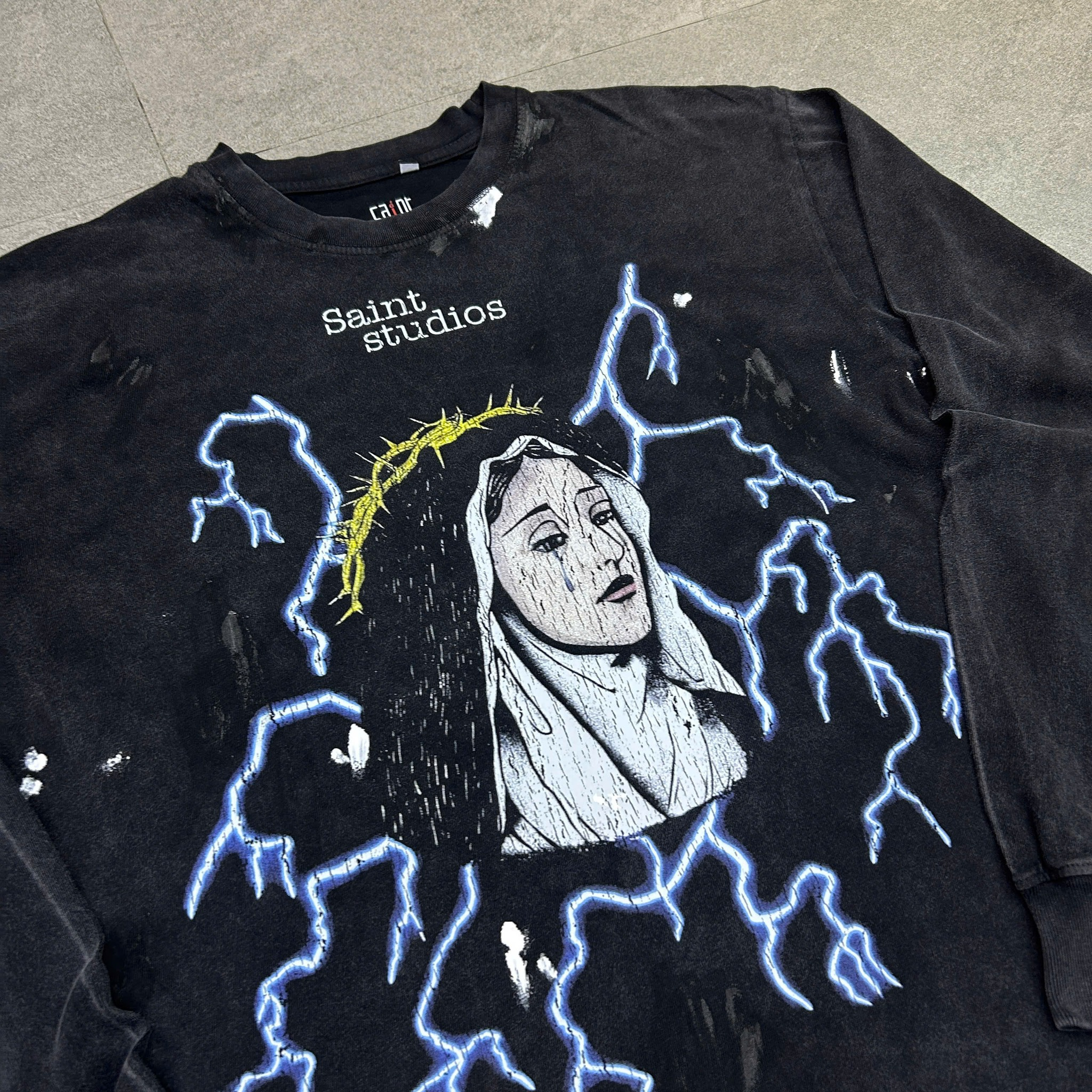 Religious Graffiti Graphic Long Sleeve T-Shirt 