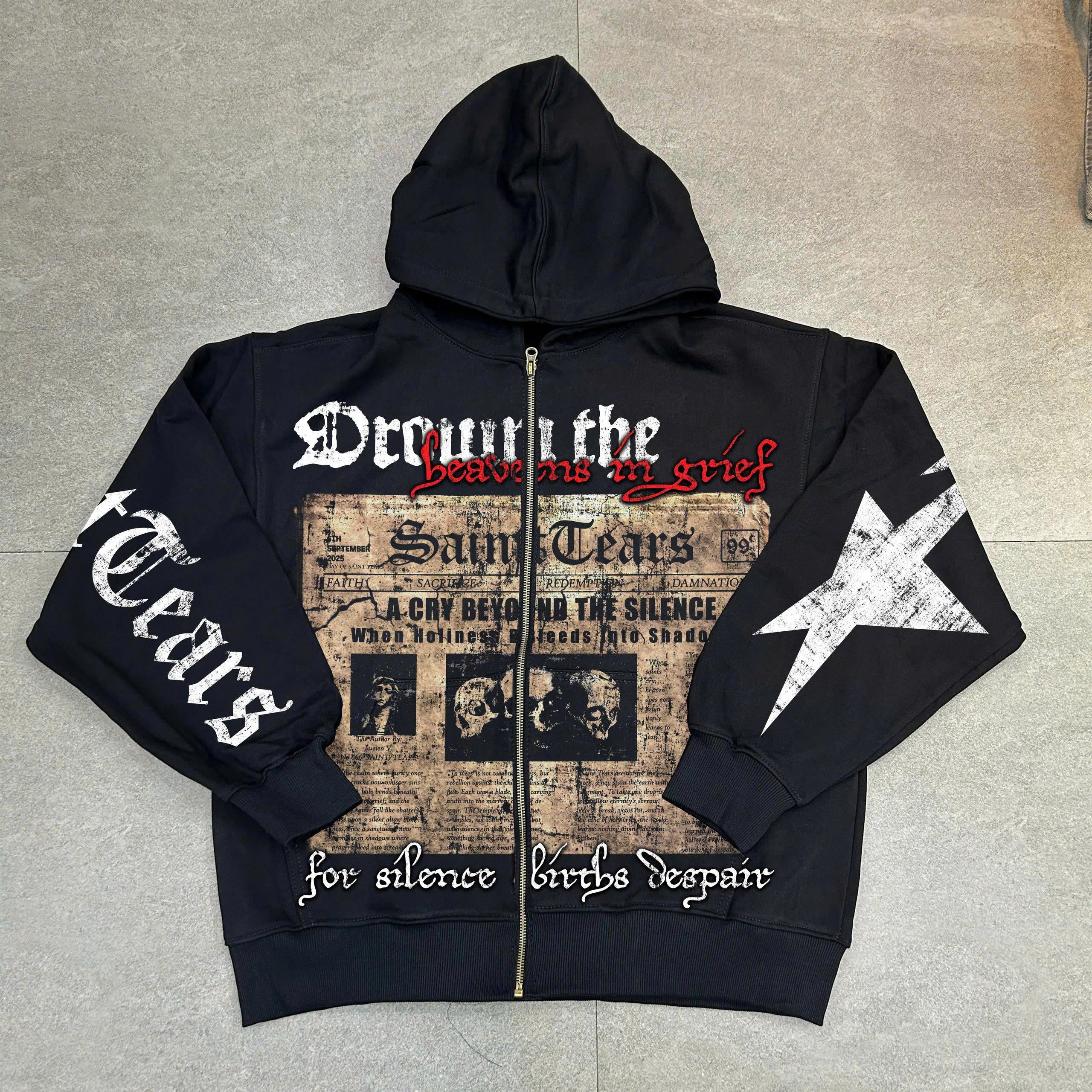 American Y2K New Hip Hop Trend Zipper Hoodie