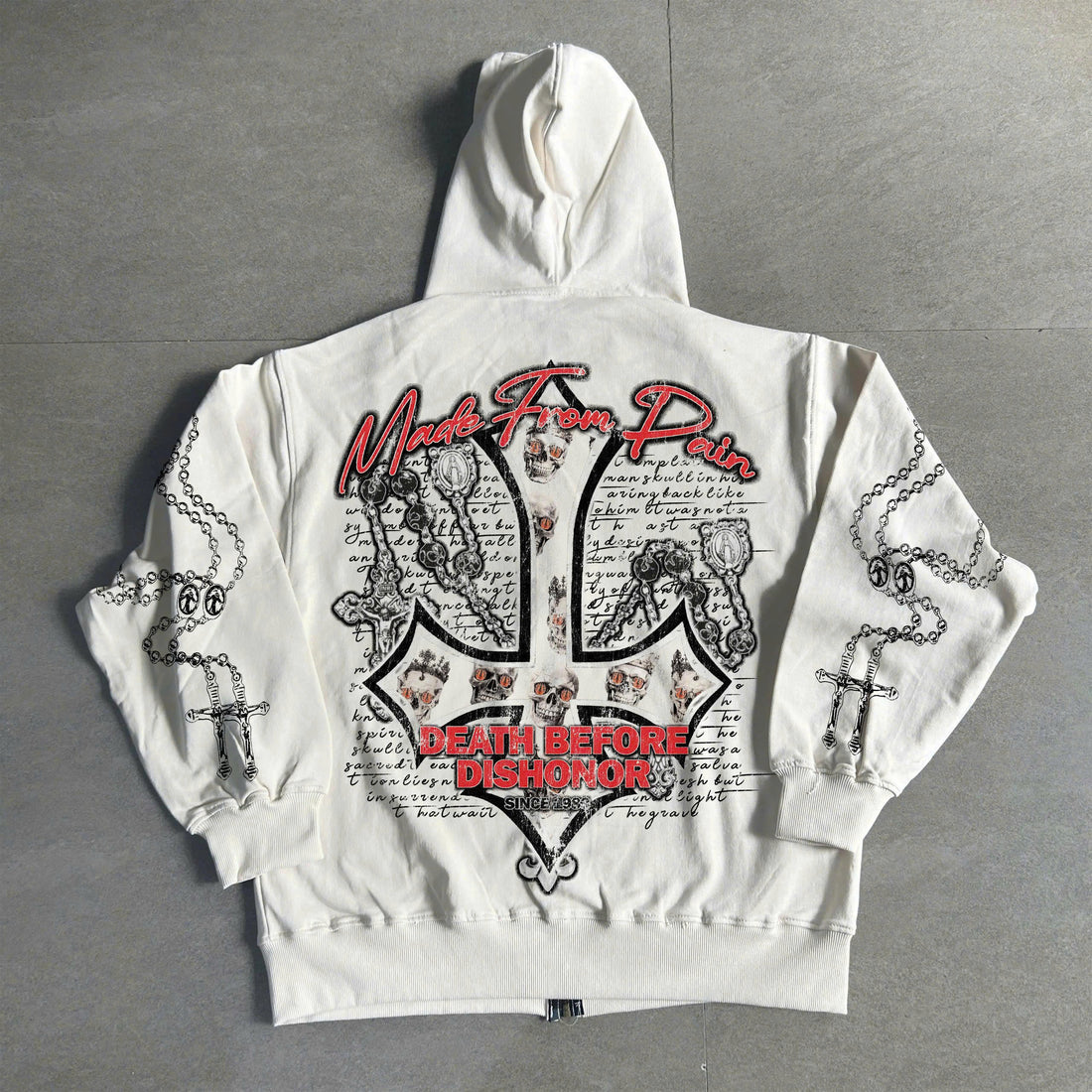 King And Queen Skull Graphic Print Zip Up Hoodie