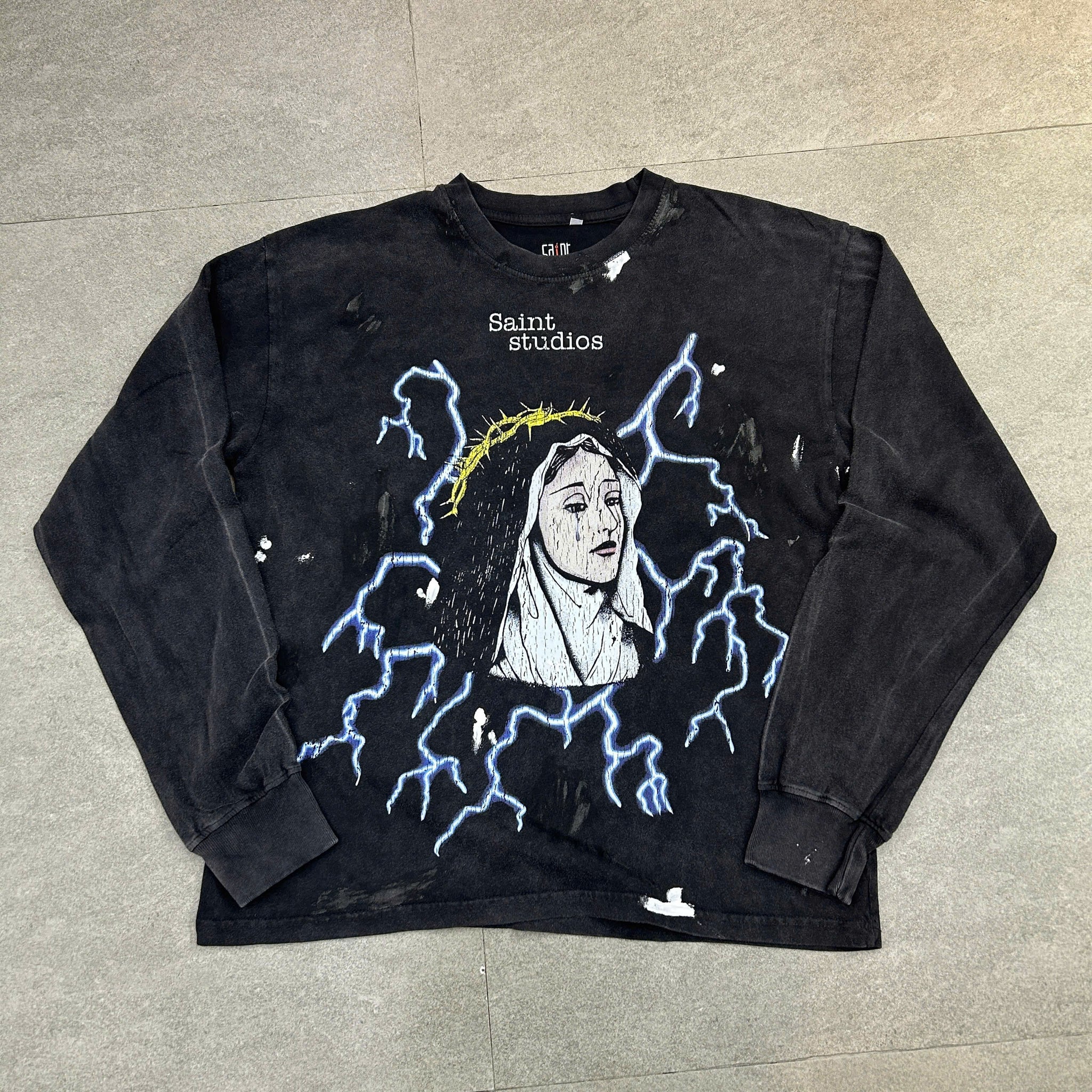 Religious Graffiti Graphic Long Sleeve T-Shirt 