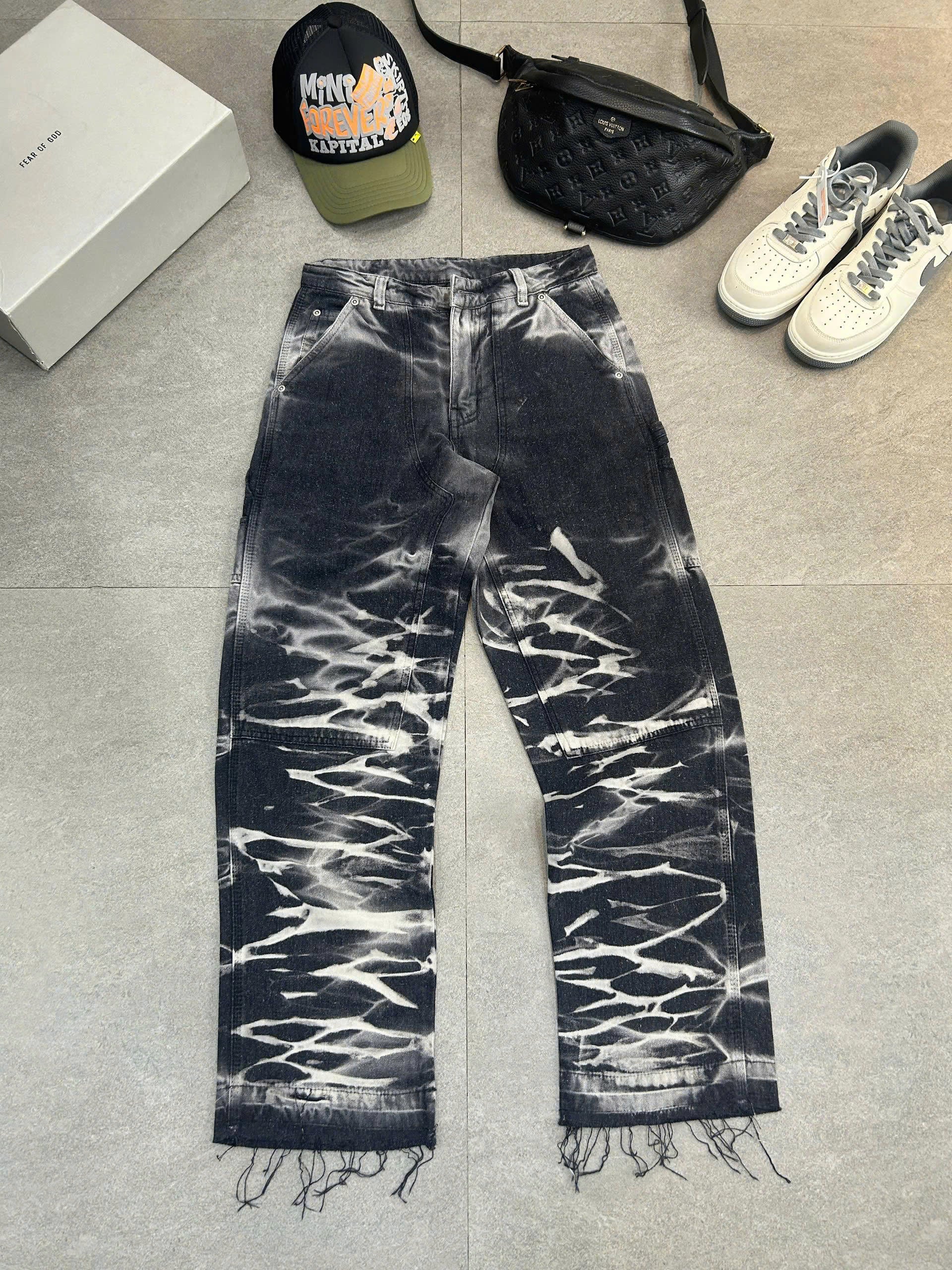 Black And White Ripped Jeans