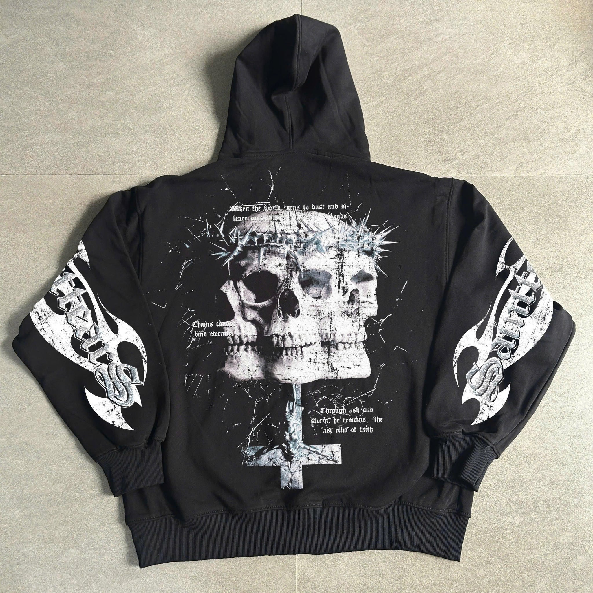 Cross Skull American Y2K Graphic Print Zip Up Hoodie